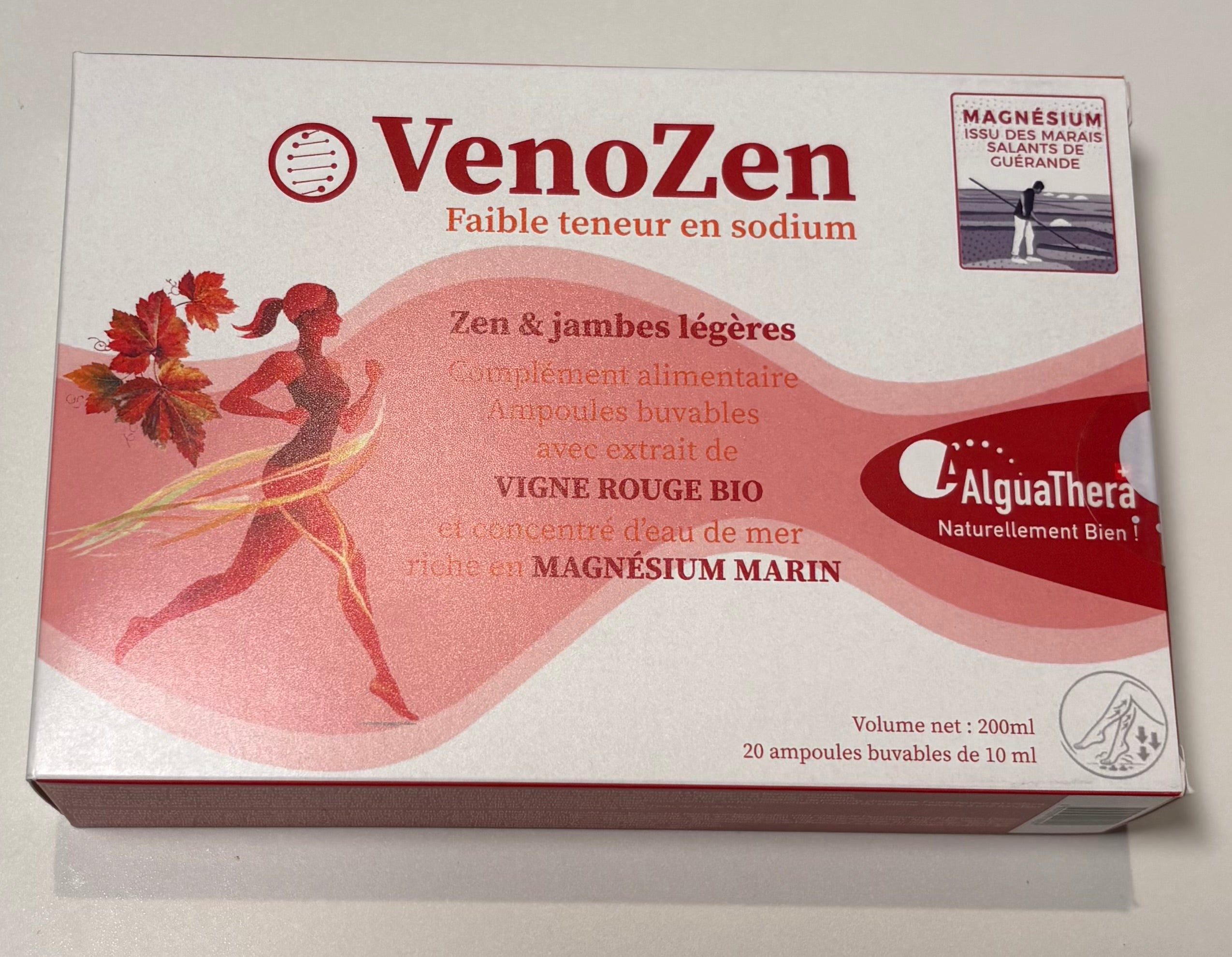 VenoZen AlguaThera magnésium marin et vigne rouge bio jambes légères circulation veineuse