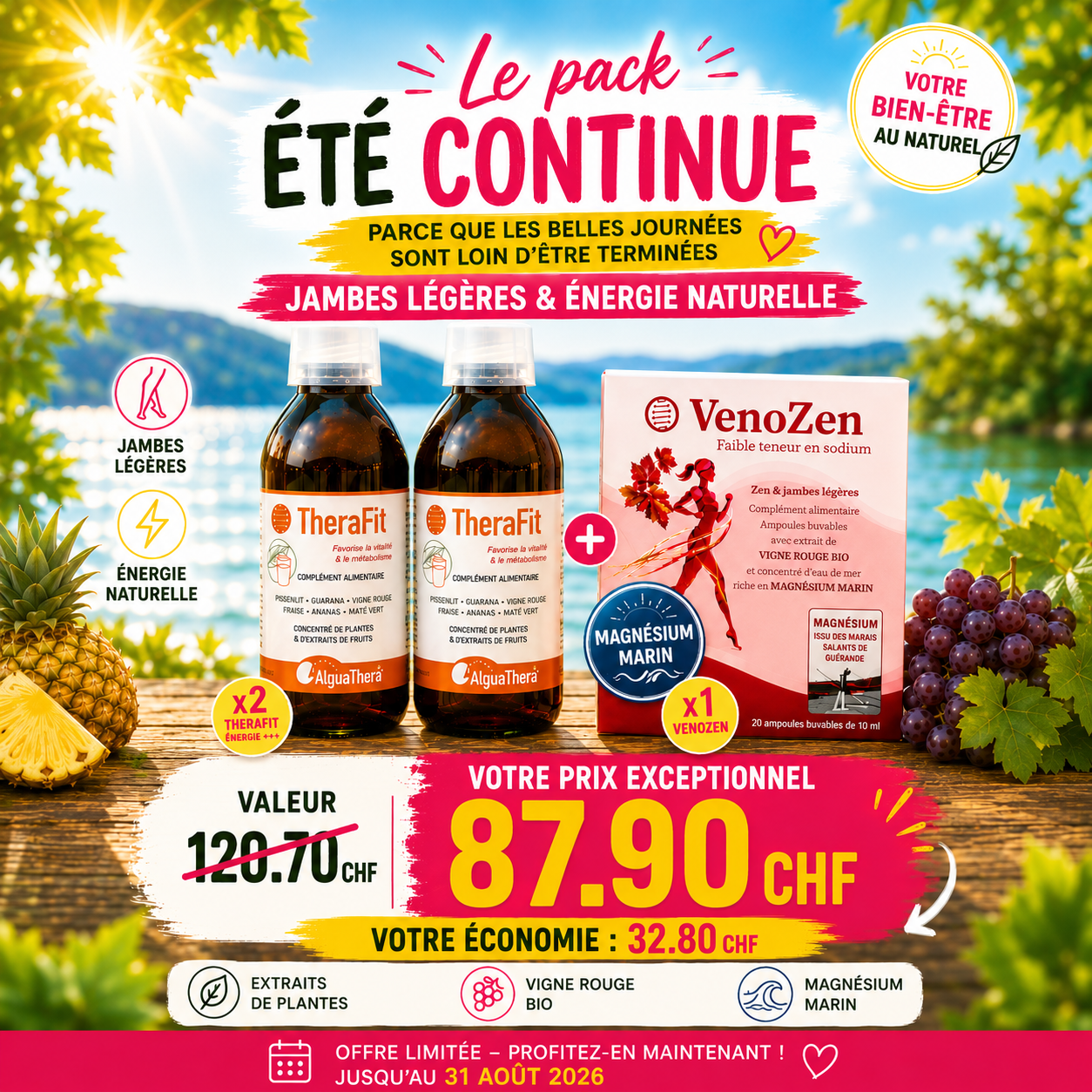 🌞 Pack Été Continue – Jambes légères & énergie naturelle