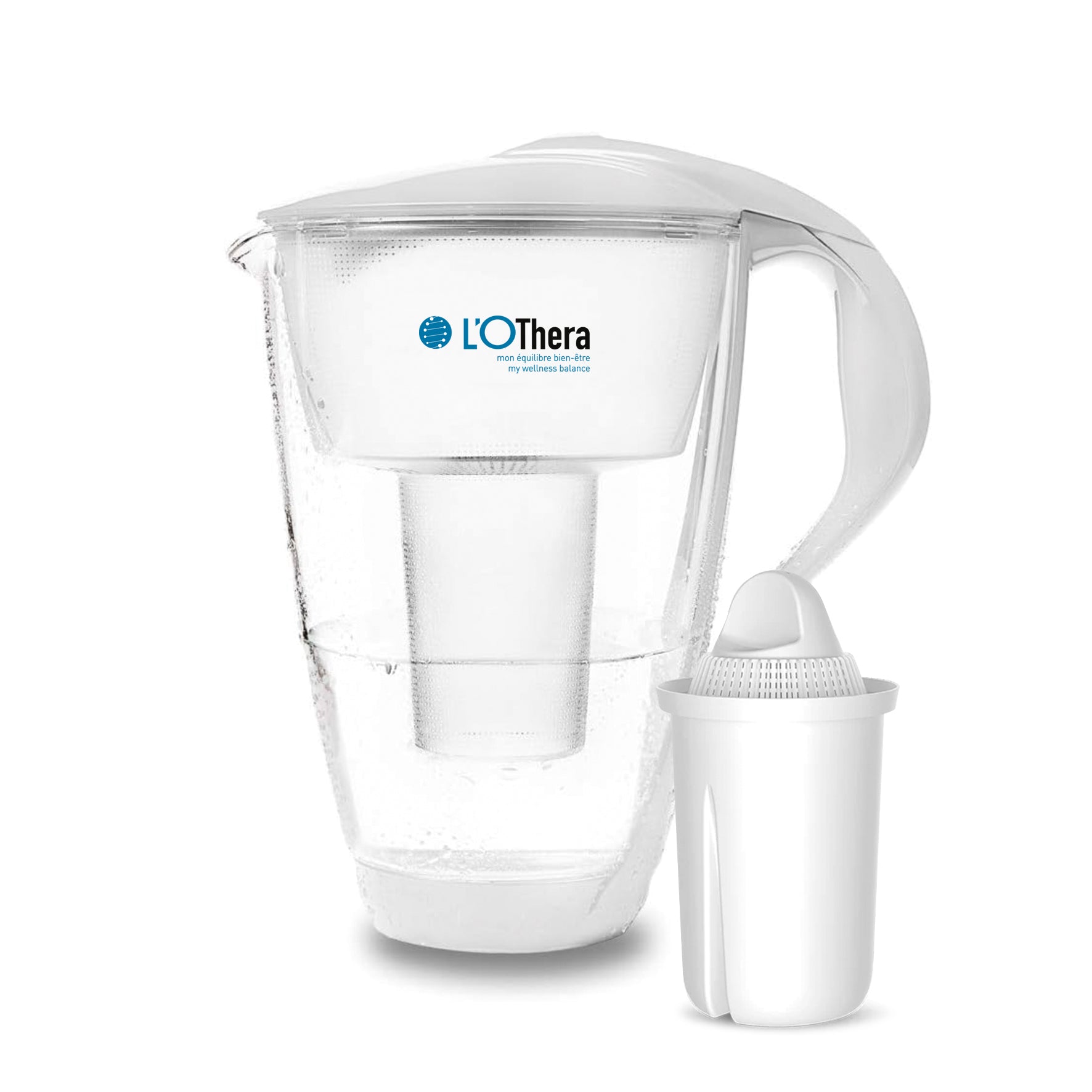 L'OThera, carafe en verre filtrante + 1 filtre classic 150l env.